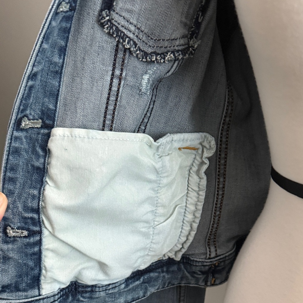 American Eagle Outfitters Light Blue Distressed Jean Jacket - Picture 3 of 4
